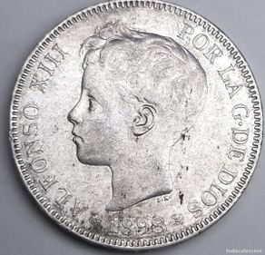 Monedas de España: MONEDA PLATA ESPAÑA 5 PESETAS ALFONSO XIII, 1898 *18-98*